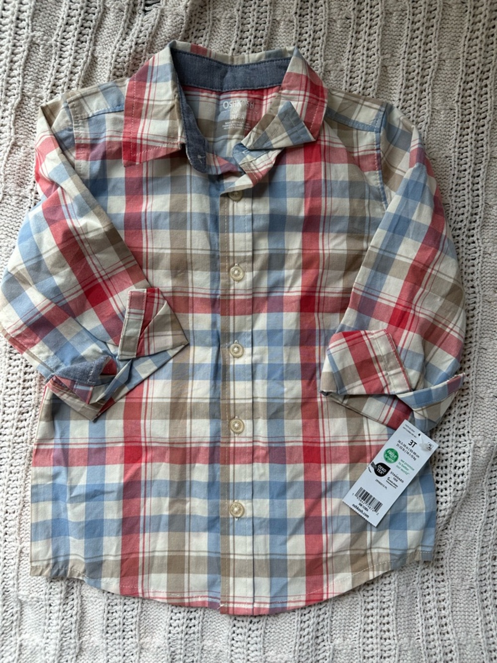 OshKosh B'gosh Plaid Button-Down Shirt in Red, Blue & Tan